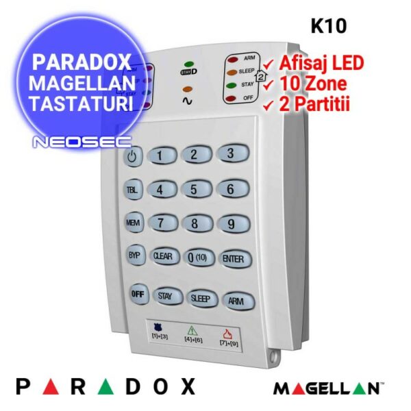 Tastatura K10LED 10 zona za centrale SP/MG