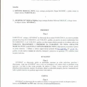 Izvođenje radova po Ugovoru broj JN-220/21